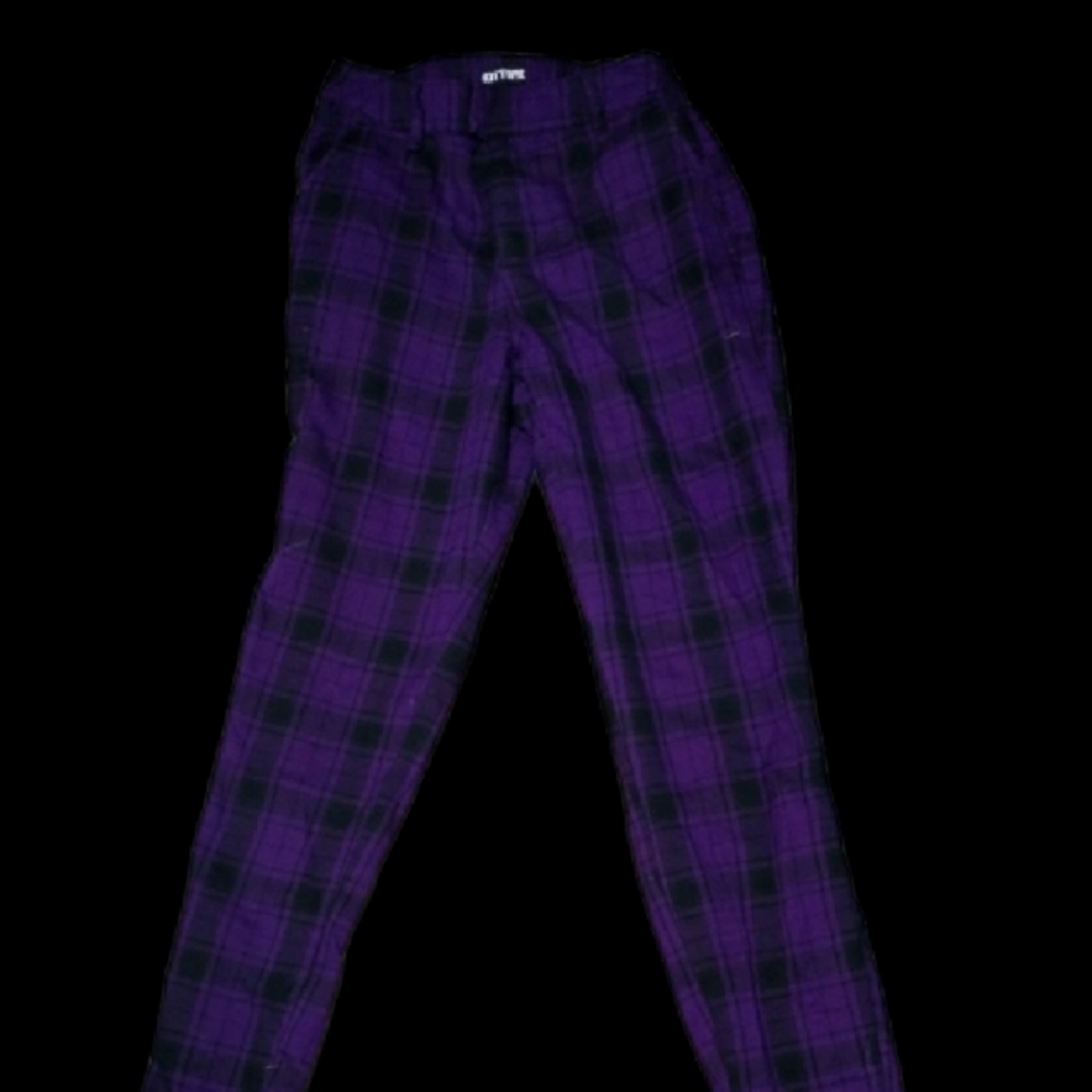 Purple plaid pants